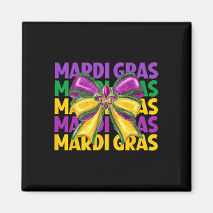 Imán Coquette Bow Mardi Gras Vestimenta Mujeres Chicas 