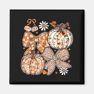 Imán Coquette Bow Pumpkin Season Thanksgiving Autumn Fa