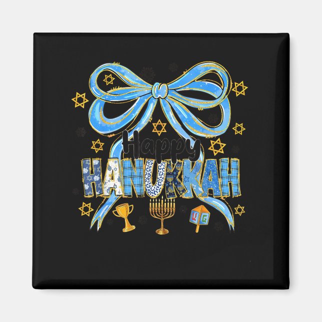 Imán Coquette Hanukkah Bow Jewish Bow Menorah Bow Women (Frente)