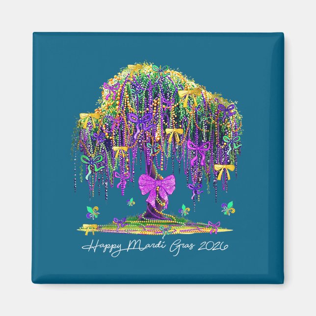 Imán Coquette Mardi Gras 2026 Beads Tree Carnival New O (Frente)
