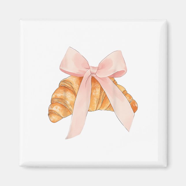Imán Coquette Pink Bow Croissant Cute Baking Baker Past (Frente)