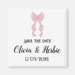 Imán Coquette Pink Bow Save the Date Magnet