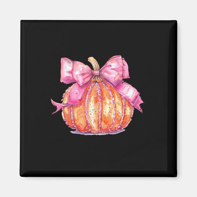 Imán Coquette Pumpkin Bow Disco Ball Cute Girly Hallowe (Frente)