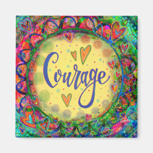 Imán Coraje Amarillo Whimsical Hearts Colorful Trendy