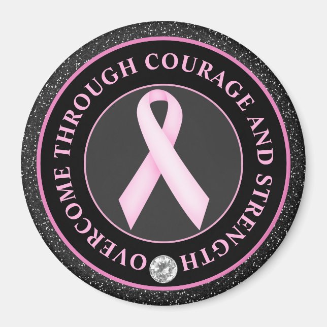 Imán Coraje y Fuerza – Conciencia de lazo rosa (Frente)