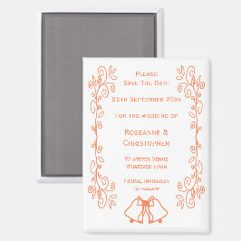 Imán Coral Bells Scrollwork Wedding Save The Date