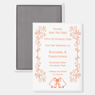 Imán Coral Bells Scrollwork Wedding Save The Date