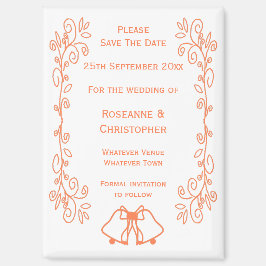 Imán Coral Bells Scrollwork Wedding Save The Date