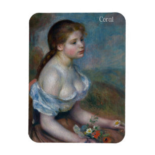 Imán CORAL~ RENOIR ~ Chica joven con Daisies ~