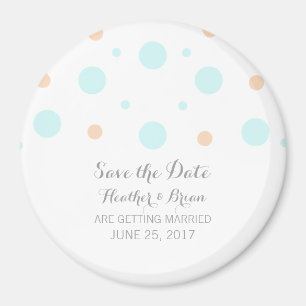 Imán Coral Turquoise Confetti Save the Date Magnet