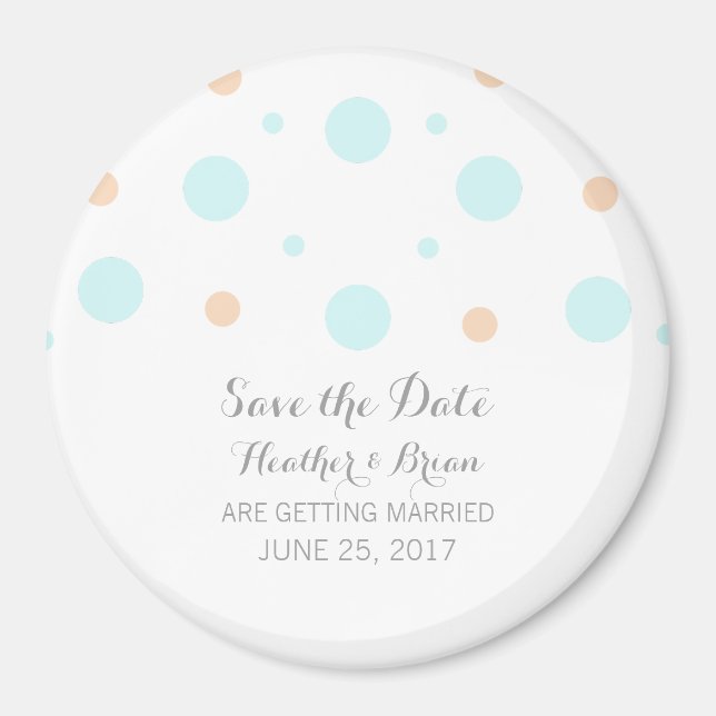 Imán Coral Turquoise Confetti Save the Date Magnet (Frente)