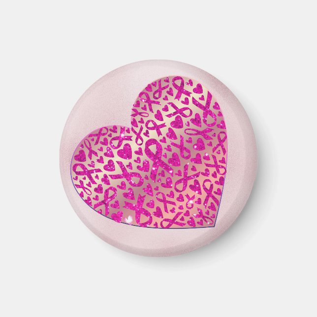 Imán Corazón apoyo contra el Cáncer de Mama Camiseta (Frente)