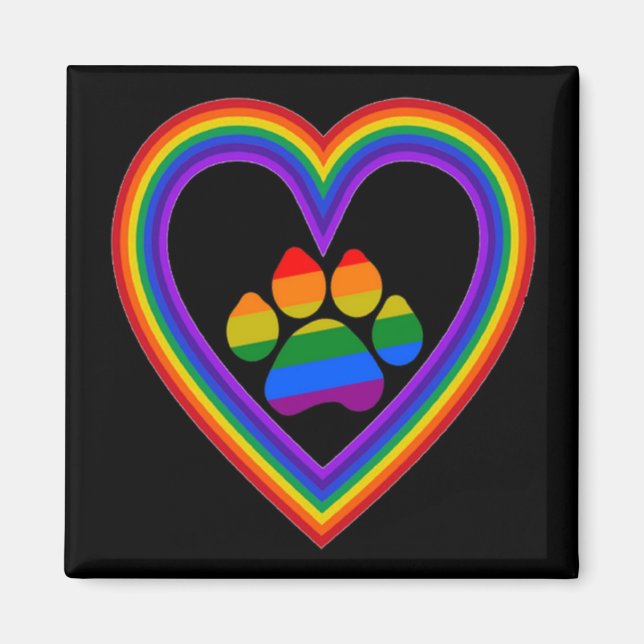 Imán Corazón arcoiris magnético con pata (Frente)