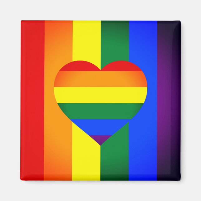 Imán Corazón arcoiris y orgullo Bandera Arcoiris/comuni (Frente)