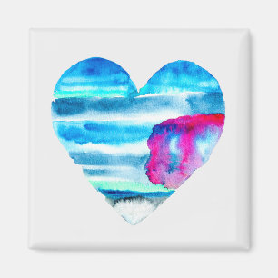 Imán Corazón azul acuático lindo corazón