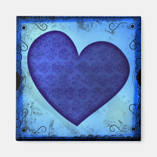 Imán Corazón Azul Grunge Paisley