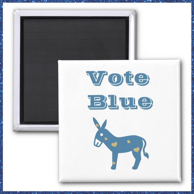 Imán Corazón azul lindo Donkey VOTO AZUL (Subido por el creador)