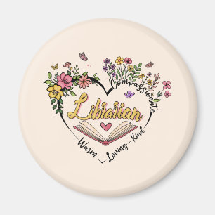 Imán Corazón bibliotecario floral