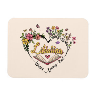 Imán Corazón bibliotecario floral