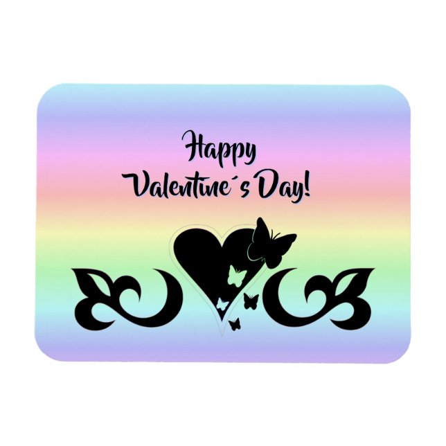 Imán Corazón con mariposa y Lily (Horizontal)