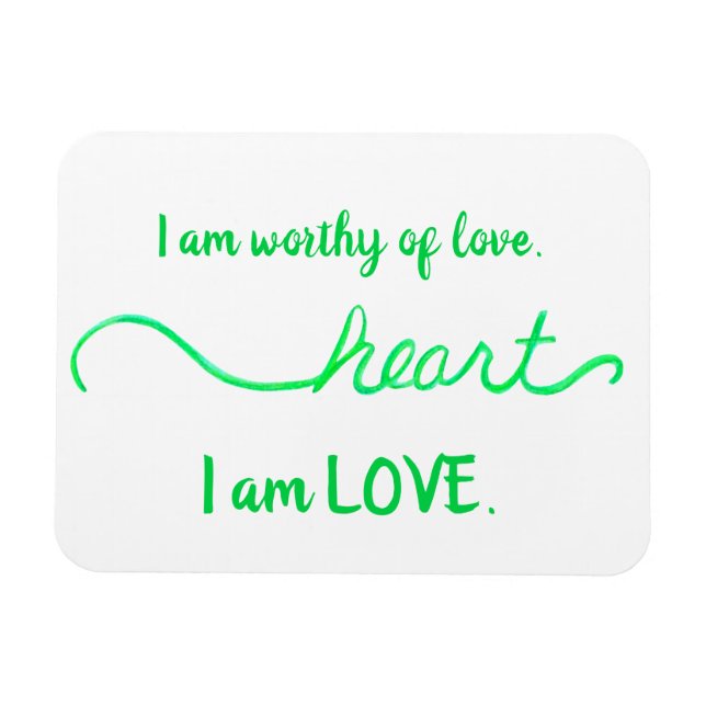 Imán "Corazón" Corazón Verde Chakra Palabras de Amor Ma (Horizontal)
