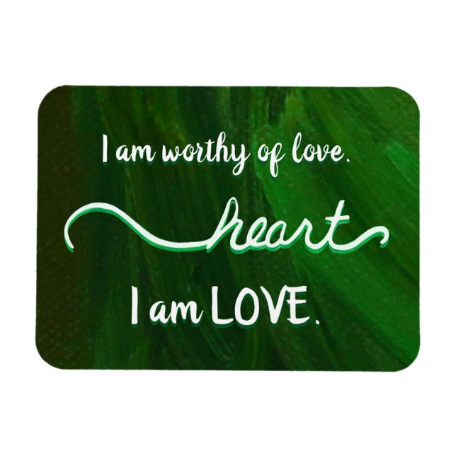 Imán "Corazón" Corazón Verde Chakra Palabras de Amor Ma (Horizontal)
