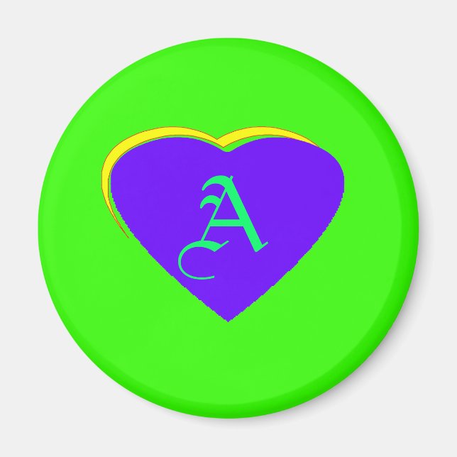 Imán Corazón Curva Morada Fondo Amarillo Templario Verd (Frente)