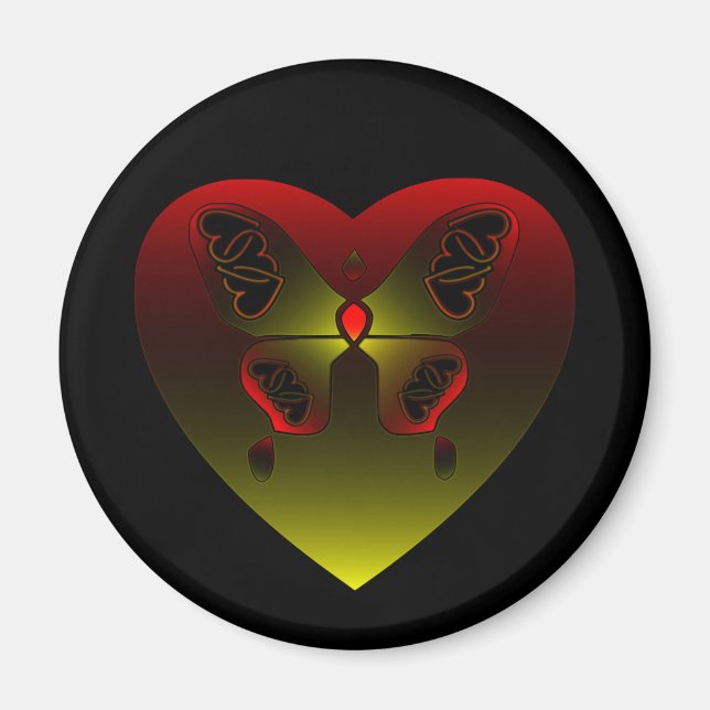 Imán Corazón de amor de la mariposa Girly (Frente)