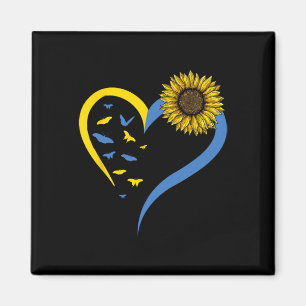 Imán Corazón de amor de mujeres Ucrania Girasol Trasero