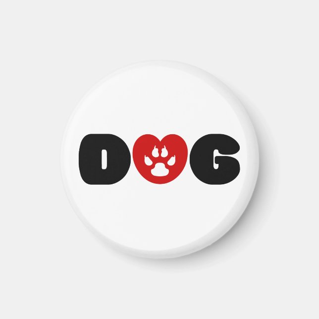 Imán Corazón de amor de perro (Frente)
