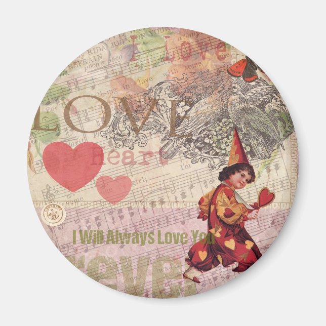 Imán Corazón de amor Dulce corazón San Valentín Querubí (Frente)