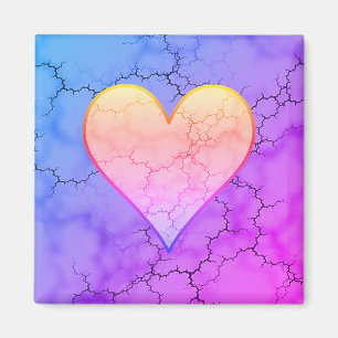 Imán Corazón de arcoiris con marmol