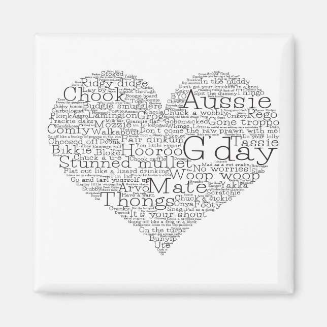 Imán Corazón de argot australiano (Frente)