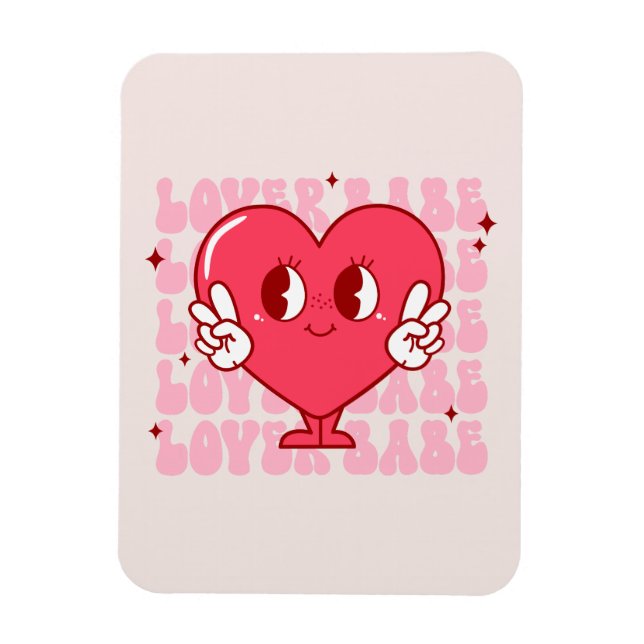 Imán Corazón de Babe de Amante Cute (Vertical)