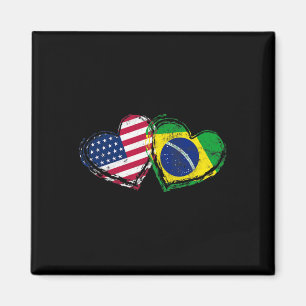 Imán Corazón de bandera americana brasileña amor americ