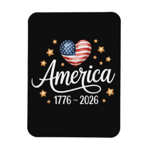 Imán Corazón de bandera bonita 1776-2026 4 de julio 250