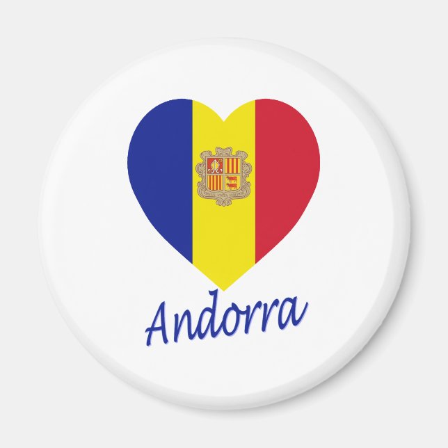 Imán Corazón de Bandera de Andorra (Frente)