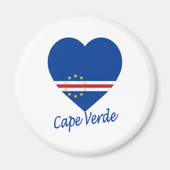 Imán Corazón de bandera de Cabo Verde (Frente)