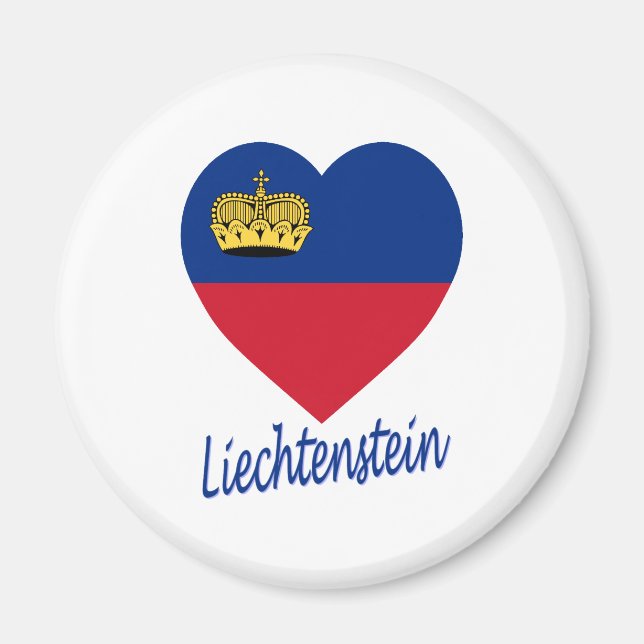 Imán Corazón de bandera de Liechtenstein (Frente)