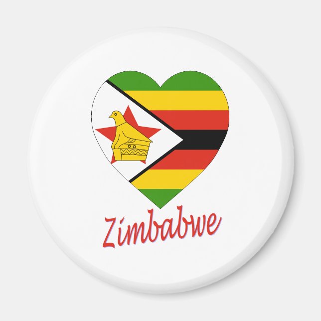 Imán Corazón de bandera de Zimbabue (Frente)
