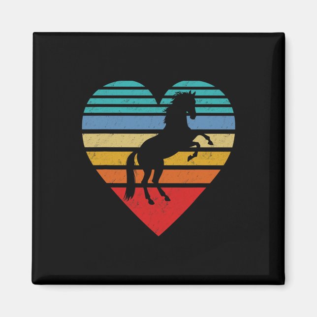 Imán Corazón de caballo retro amor animal (Frente)