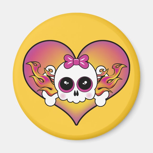 Imán Corazón de calavera suave (Frente)