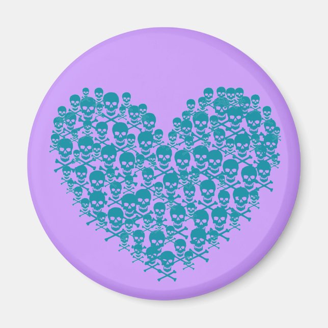 Imán Corazón de calavera turquesa (Frente)