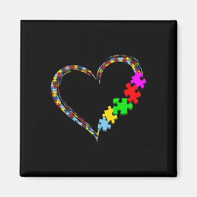 Imán Corazón de Conciencia del Autismo Rompecabezas Día (Frente)