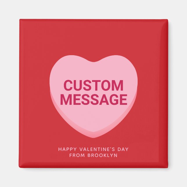 Imán Corazón de conversación de personalizado rosa rojo (Frente)