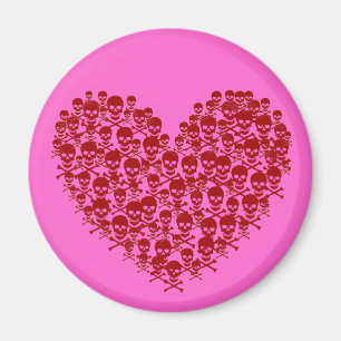Imán Corazón de cráneo rojo