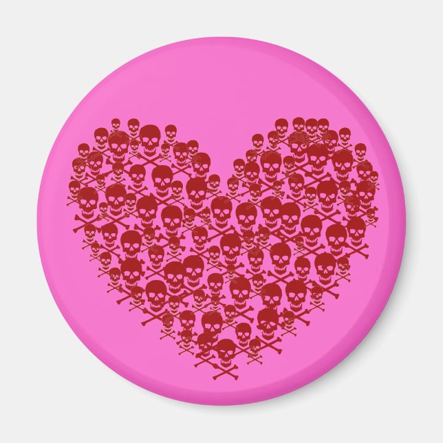Imán Corazón de cráneo rojo (Frente)