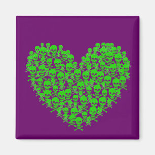 Imán Corazón de cráneo verde