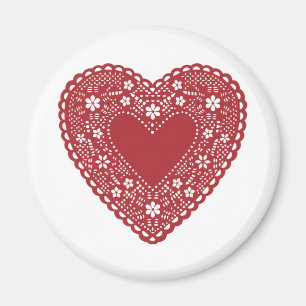 Imán Corazón de encaje rojo