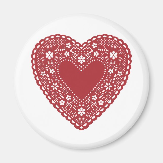 Imán Corazón de encaje rojo (Frente)